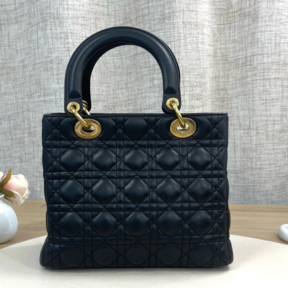 Dior Lambskin Cannage Medium Lady Dior Black Gold Hardware - Picture 2 of 16